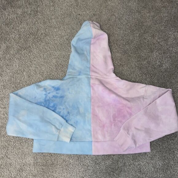 New 🔥import Chelsea Peers crop top hooded hoodie sweatshirt NWT Blue & Pink 🙏 - Picture 6 of 6